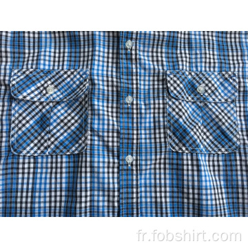 Chemise à deux poches poitrine Bule Color Plaid